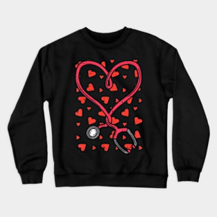 Heart Stethoscope Cute Love Scrub Top Valentines Day Nurse Crewneck Sweatshirt